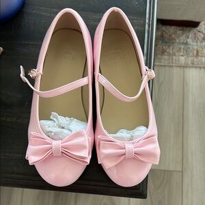 Janie and Jack Size 3K Cotton Candy Pink Dress Shoes with Bow Detail.